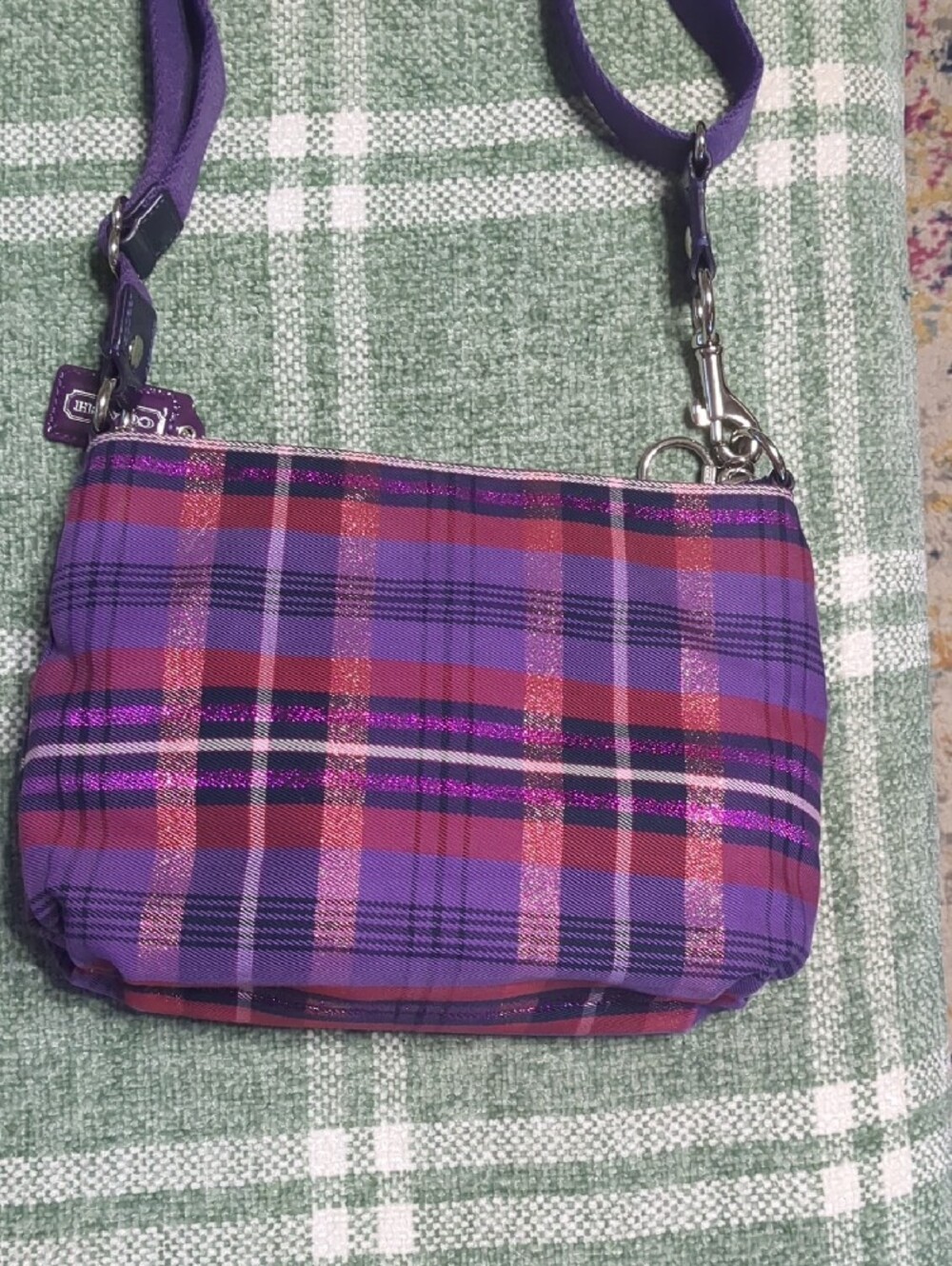Coach Poppy Tartan Plaid Crossbody Bag Purple Pink Graffiti Archive Y2K๐ - Picture 5 of 9
